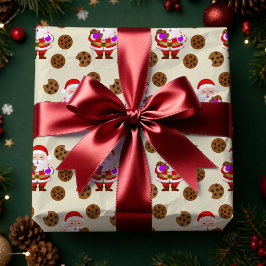 Papel De Presente Papai Noel de Natal e Biscoito