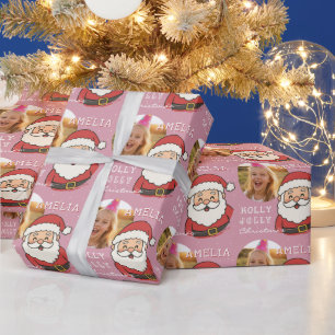 Papel De Presente Papai Noel de Natal Fofo Foto Personalizada Crianç