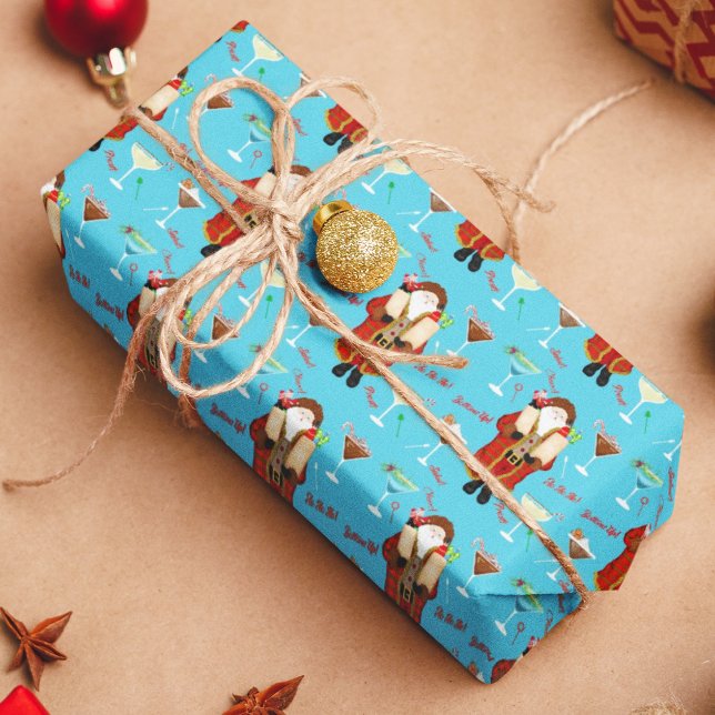 Papel De Presente Papai Noel de Natal trazendo Bebidas de Festa  (Criador carregado)