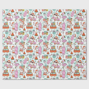 Papel De Presente Papai Noel de Natal Tropical Divertido