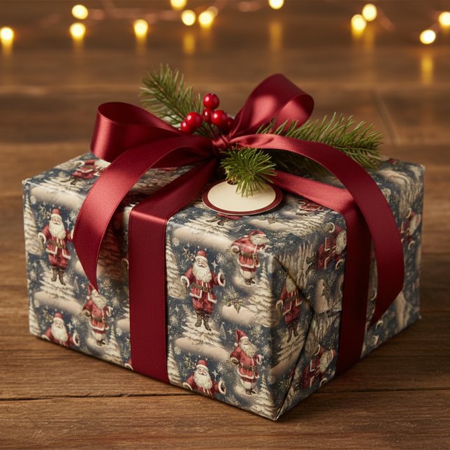 Papel De Presente Papai Noel de Natal Vintage (Criador carregado)