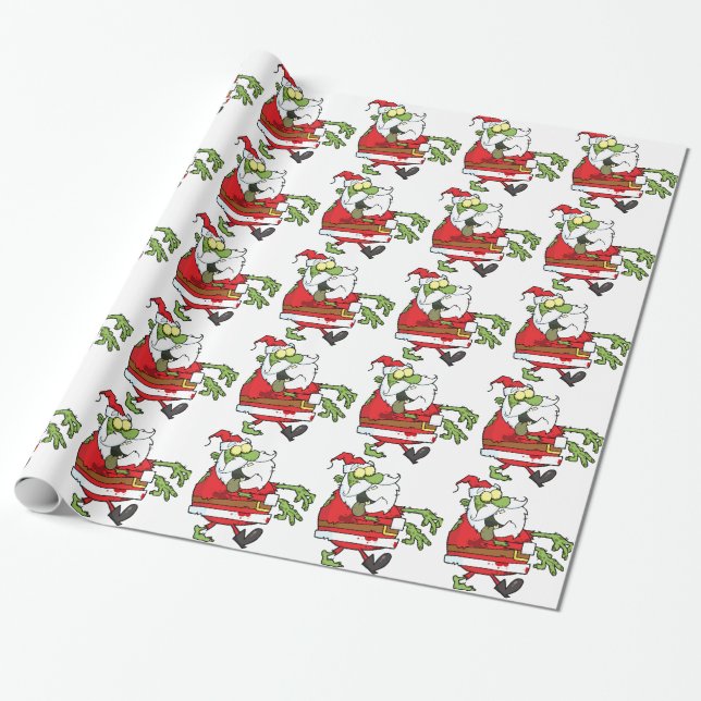 Papel De Presente Papai Noel de Natal Zumbi engraçado (Desenrolado)