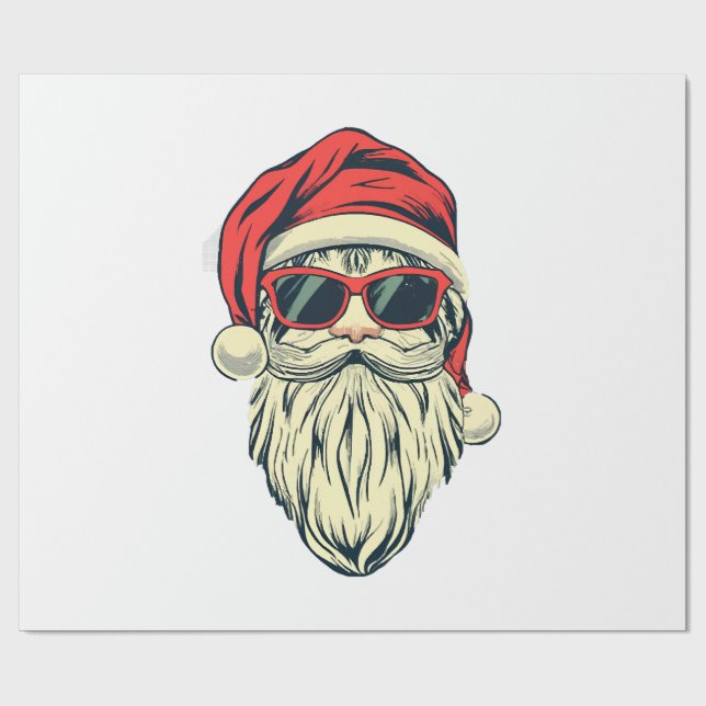 Papel De Presente papai noel de óculos (Aberto)