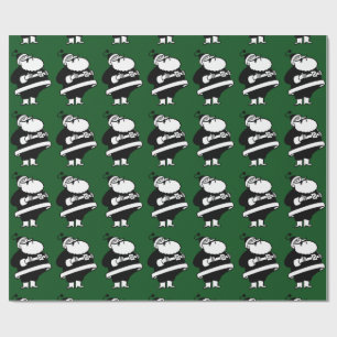 Papel De Presente Papai noel de riso preto & branco do vintage no
