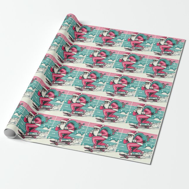 Papel De Presente Papai Noel de skate (Desenrolado)
