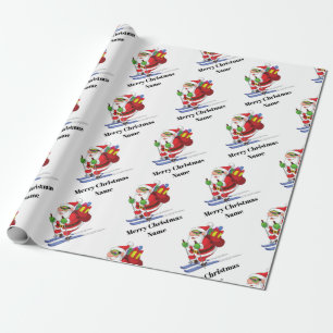 Papel De Presente Papai Noel de Snowboard Padrão Personalizado Natal
