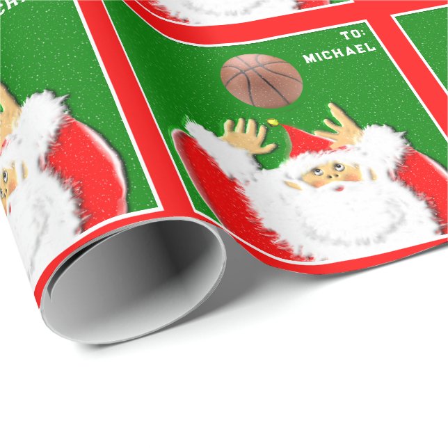 Papel De Presente Papai Noel do Basquete (Ponta do rolo)