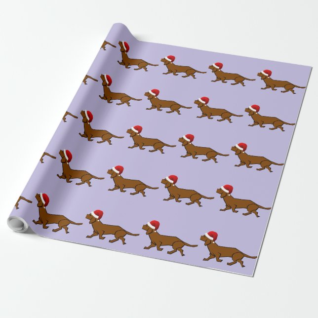 Papel De Presente Papai noel do Dachshund (Desenrolado)