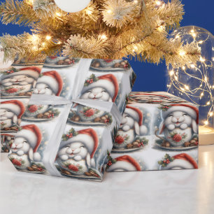 Papel De Presente Papai Noel do Natal Coelho Dentro da Xícara de Chá