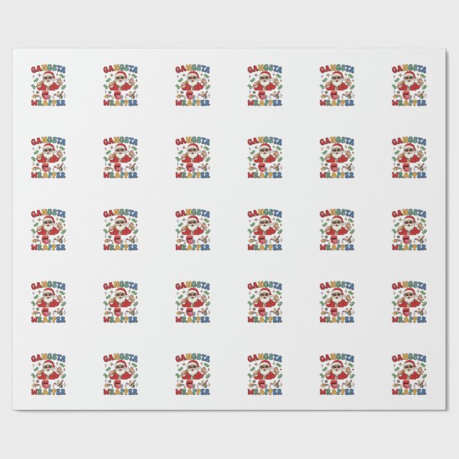 Papel De Presente Papai Noel do Natal Wrapper Gangsta Microfone Dinh (Aberto)