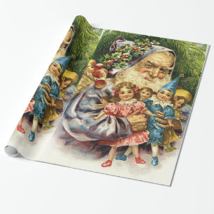 Papel De Presente Papai noel do vintage com bonecas