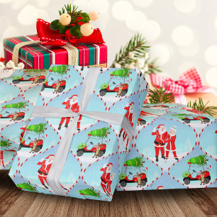 Papel De Presente Papai Noel e a Sra. Claus Jogando Golfe Padrão Oge