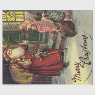 Papel De Presente Papai Noel e anjos do Natal