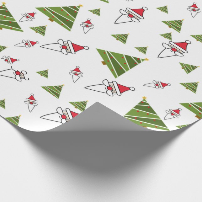 Papel De Presente Papai Noel e Árvores de Natal (Ponta)