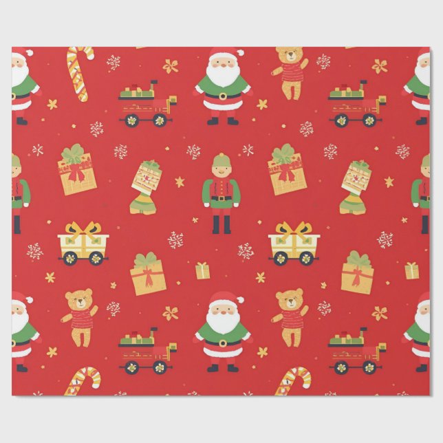 Papel De Presente Papai Noel e Brinquedos de Natal para Crianças  76 (Aberto)