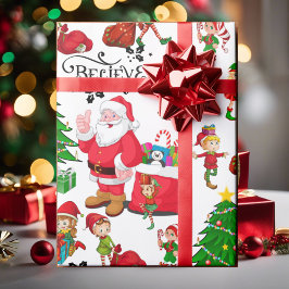 Papel De Presente Papai Noel e Elfos na véspera de Natal - Acredite