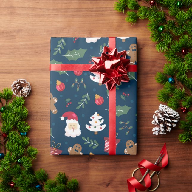 Papel De Presente Papai Noel e enfeites perfeitos (Presente de Natal)