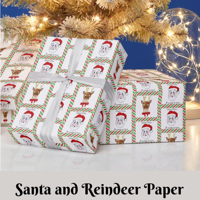 Papel De Presente Papai Noel e Reindeer papel de moldagem de Natal (Criador carregado)