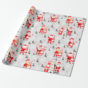 Papel De Presente Papai Noel e Sra. Claus, dança de Natal