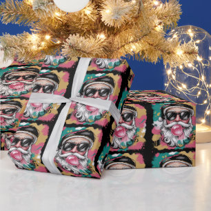 Papel De Presente Papai Noel Elegante Natal Brilho Rosa Feminino