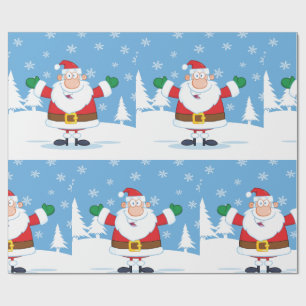Papel De Presente Papai Noel em Cena de Inverno Nevado