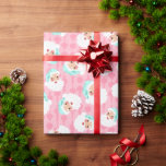Papel De Presente Papai Noel em Mint Green Hat Retro Christmas<br><div class="desc">Ilustrações de estilo Vintage de uma face de Papai Noel vestindo um chapéu de Papai Noel verde-menta são colocadas sobre um fundo rosa padronizado neste papel de embrulho com um olhar retrô.</div>