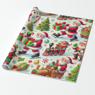 Papel De Presente Papai Noel em poses divertidas e caprichosas
