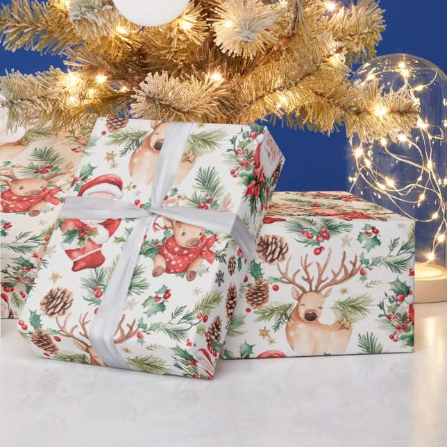 Papel De Presente Papai Noel Festivo de Natal (Feriados)
