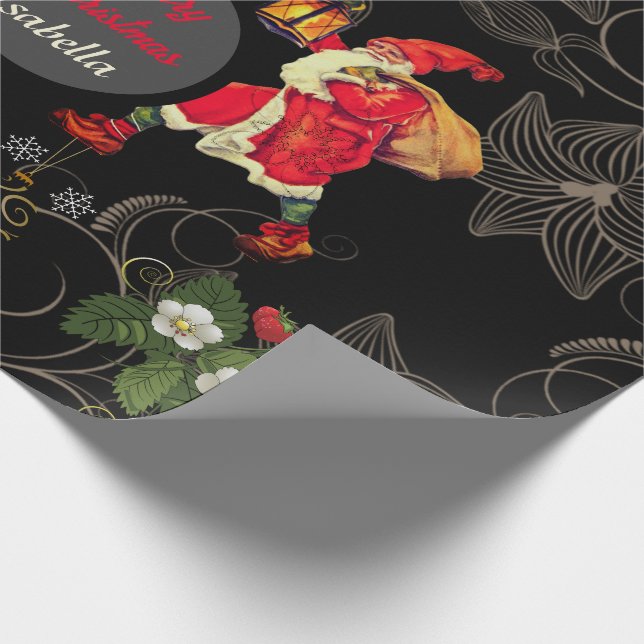 Papel De Presente Papai Noel Flores Vintage (Ponta)