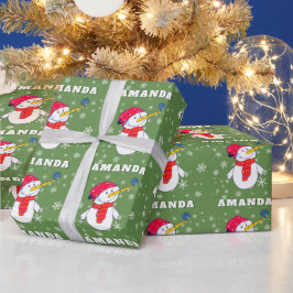 Papel De Presente Papai Noel Fofo com Flocos de Neve Natal das Crian