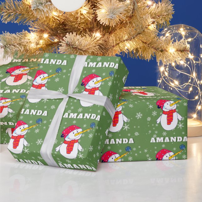 Papel De Presente Papai Noel Fofo com Flocos de Neve Natal das Crian (Feriados)