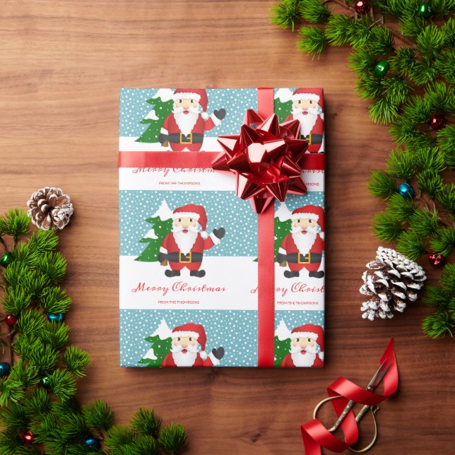 Papel De Presente Papai Noel Fofo Com Texto Personalizado Natal (Presente de Natal)