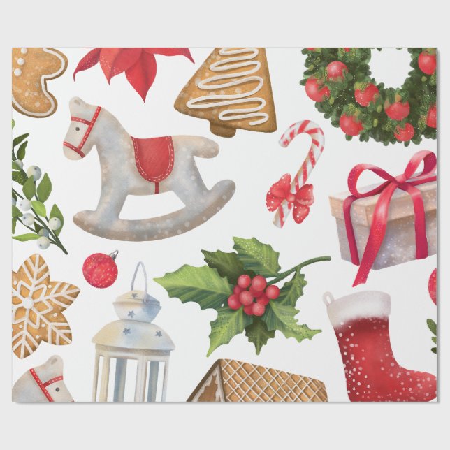 Papel De Presente Papai Noel Fofo Doces de Natal Personalizados (Aberto)