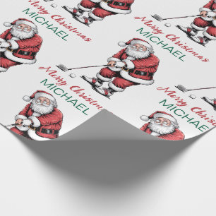 Papel De Presente Papai Noel Golfista de Natal Personalizado