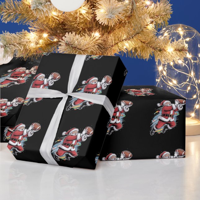 Papel De Presente Papai Noel Jogando Futebol Americano Natal  (Feriados)