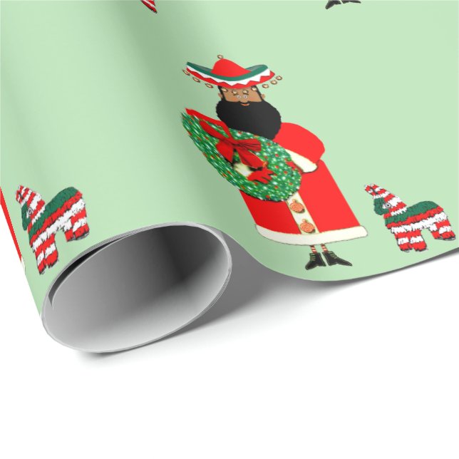 Papel De Presente Papai Noel mexicano (Ponta do rolo)