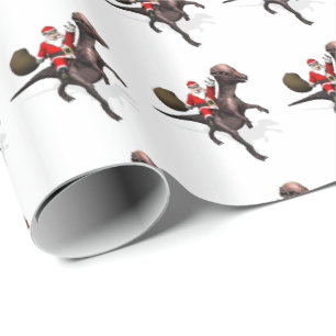 Papel De Presente Papai Noel montado num Pachyosaurus