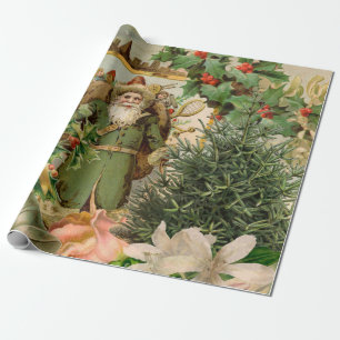 Papel De Presente Papai Noel Natal Antiquado Bela Arte
