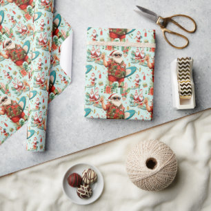 Papel De Presente Papai Noel Natal em julho na praia surfista