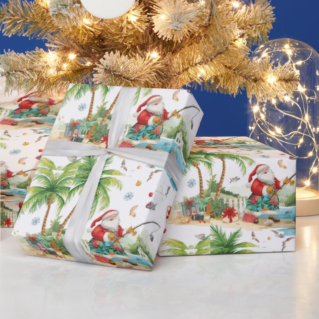 Papel De Presente Papai Noel Natal Pescaria de Verão (Feriados)