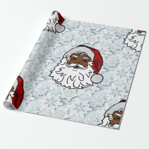 Papel De Presente papai noel negro africano flocos de neve