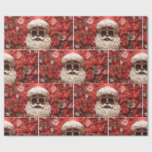 Papel De Presente Papai Noel Negro Melanina Natal 3D St. Nick
