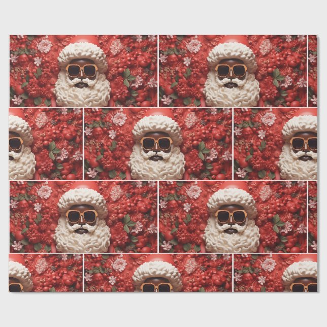 Papel De Presente Papai Noel Negro Melanina Natal 3D St. Nick (Aberto)