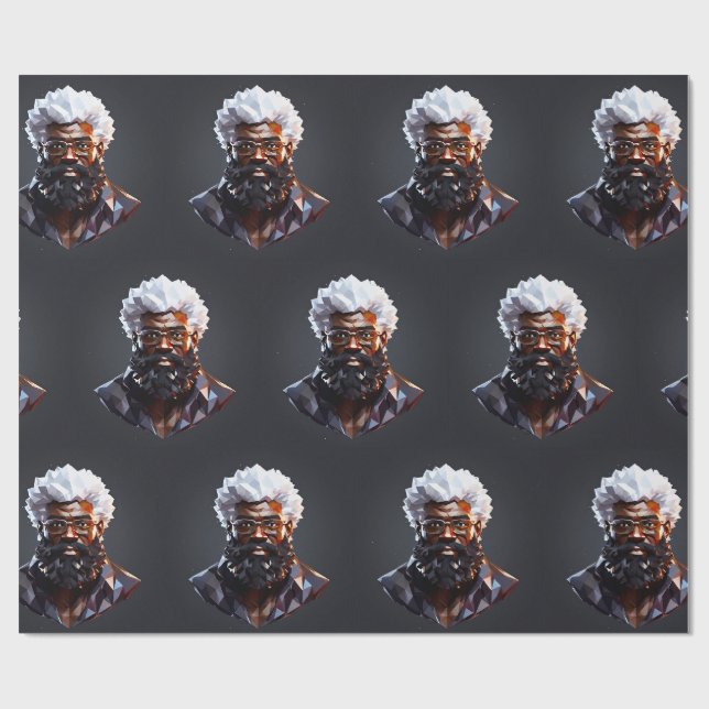 Papel De Presente Papai Noel Negro Melanina Natal 3D St. Nick (Aberto)