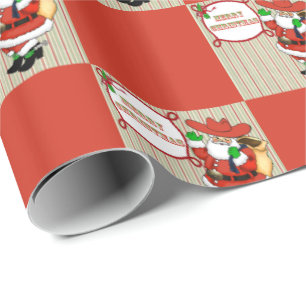 Papel De Presente Papai noel ocidental do vaqueiro do Natal