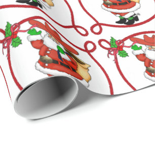 Papel De Presente Papai noel ocidental do vaqueiro do Natal