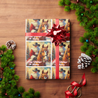 Papel De Presente Papai Noel Ocidental e Natal do Cavalo
