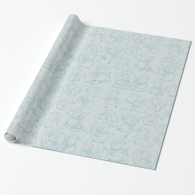 Papel De Presente Papai Noel Ocupados com Embrulho de Férias  (Desenrolado)