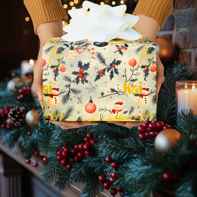 Papel De Presente Papai Noel Personalizado e Bonecos de Neve Natal (Criador carregado)