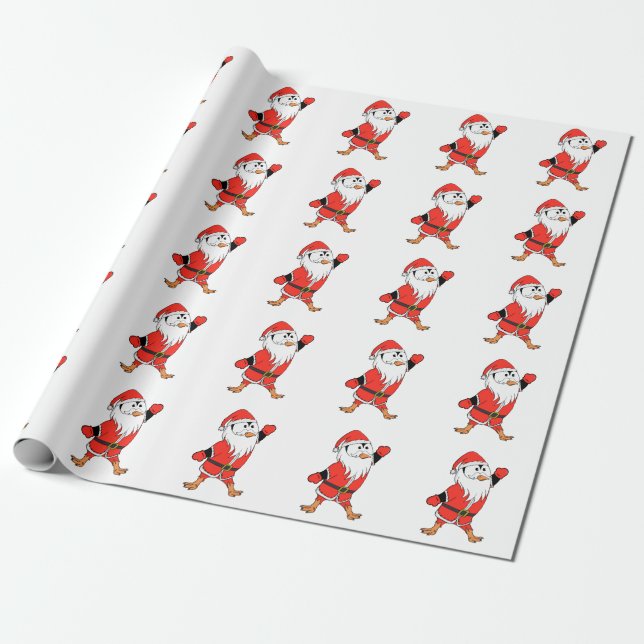 Papel De Presente Papai Noel Pinguim Pronta para o Natal (Desenrolado)